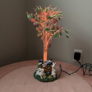 Vintage 18 Inch  Fiber Optic Tree With Easter Bunny Base With Original FlawedBox